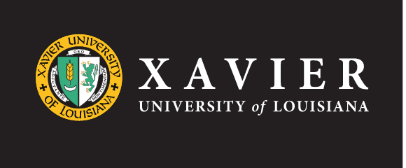 Xavier University of Louisiana primary logo horizontal, reverse full color variant, cell 6