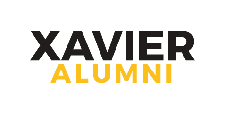 Xavier Alumni wordmark stacked, full color variant, cell 26