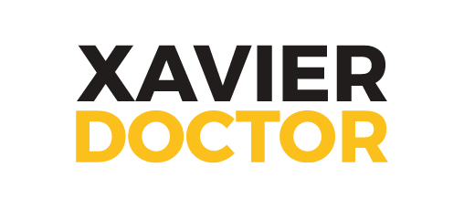 Xavier Doctor wordmark stacked, full color variant, cell 27