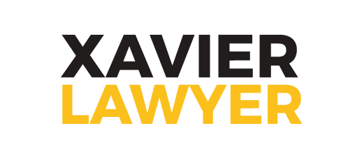 Xavier Lawyer wordmark stacked, full color variant, cell 28
