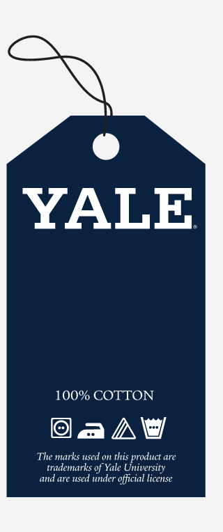 Yale wordmark, horizontal white on navy background variant