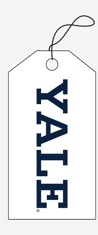 Yale wordmark, vertical navy on white background variant