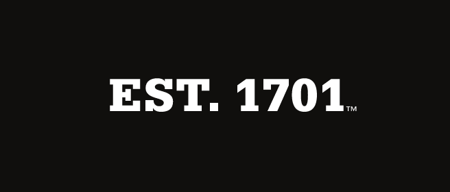 EST. 1701, White on black variant