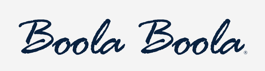 Boola Boola wordmark, navy script variant