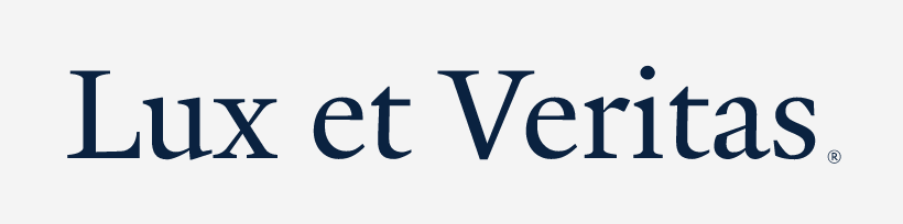 Lux et Veritas wordmark, navy serif variant