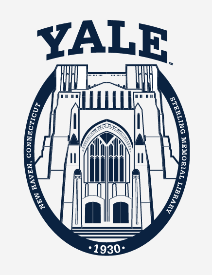 Yale Sterling Memorial Library, one color building in circle with wordmark variant