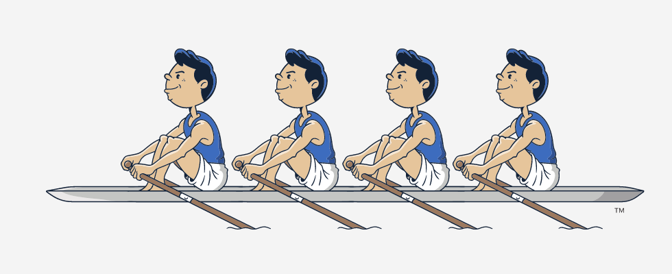 Yale crew team in boat, full color variant