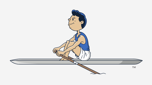 Yale crew member in boat, full color variant