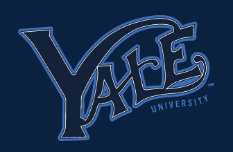 Yale FB Vintage Logo, White on PMS 289 outline variant