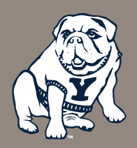 Yale Bulldogs Sit, White on PMS Warm Gray 7 variant