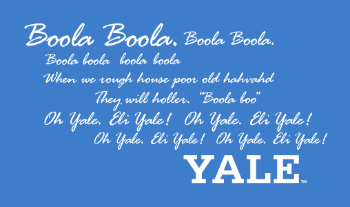 Yale Boola Boola Motto, White on PMS 660 variant