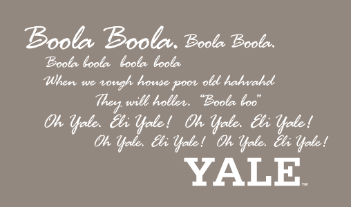 Yale Boola Boola Motto, White on PMS Warm Gray 7 variant