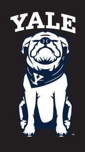 Yale Bulldog Closed Eyes Head, White on Black variant