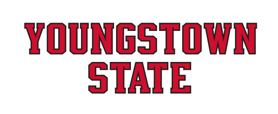 Youngstown State wordmark, stacked red and black variant, cell 41
