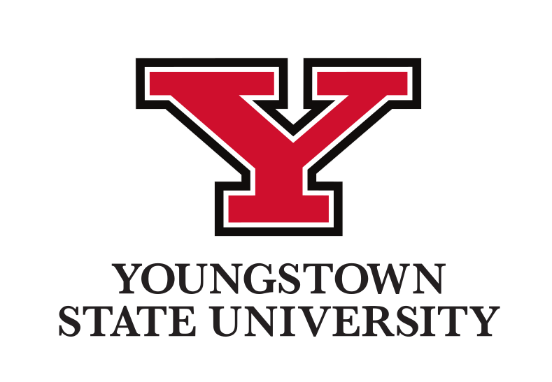 Youngstown State University wordmark, vertical, color variant, cell 75