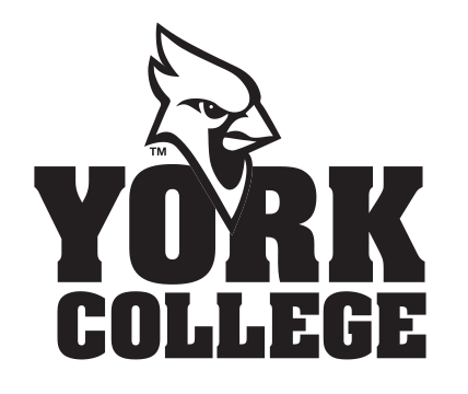 York College stacked wordmark, black/white variant, cell 17