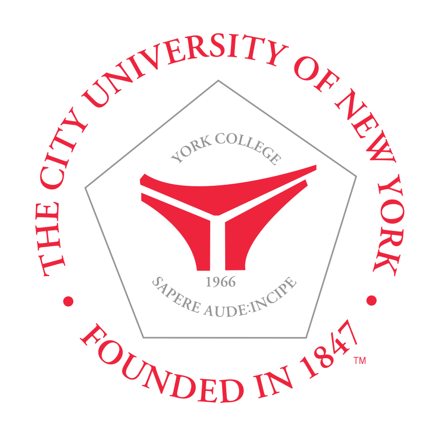 York College seal, red and black variant, cell 43